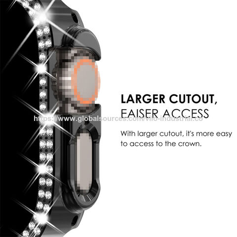 Capa de Diamantes para Apple Watch Band 49mm 42mm 38mm Bling Cristal Cobertura Total para iWatch Series 3 4 5 6 SE 7 8 Capa Protetora de PC