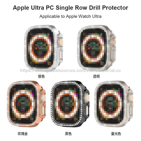 Capa de Diamantes para Apple Watch Band 49mm 42mm 38mm Bling Cristal Cobertura Total para iWatch Series 3 4 5 6 SE 7 8 Capa Protetora de PC