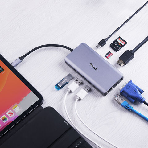 Estación de acoplamiento 9 en 1 PD 100W, concentrador USB 3.0 Gigabit Ethernet Pro Max, estación de acoplamiento multifunción para oficina