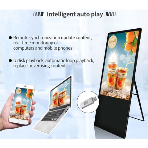 32 43 55 Zoll Stand-LCD-Display, tragbare digitale Werbedisplays für den Innenbereich, LCD-Poster