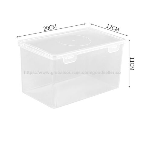 Caixa de armazenamento de plástico transparente portátil de grande capacidade para uso doméstico no atacado, caixa para máscaras