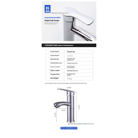 Grifo mezclador monomando de acero inoxidable plateado para lavabo de baño - Grifería para lavamanos y mueble de baño, agua fría y caliente