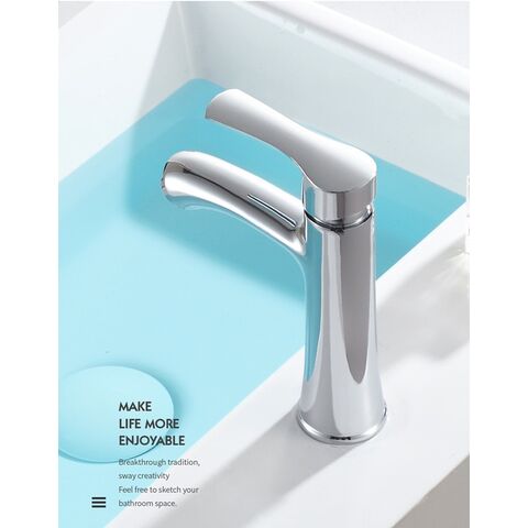 Grifo mezclador monomando de acero inoxidable plateado para lavabo de baño - Grifería para lavamanos y mueble de baño, agua fría y caliente
