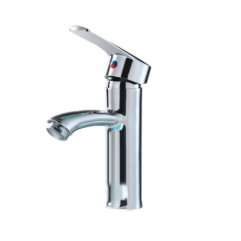 Grifo mezclador monomando de acero inoxidable plateado para lavabo de baño - Grifería para lavamanos y mueble de baño, agua fría y caliente