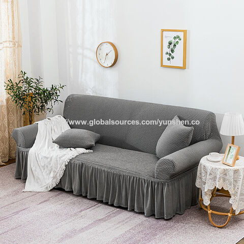 Fundas de Sofá Impermeables para Muebles, Protector de Sofá Tipo Puff, Cubre Sofá con Falda Estampada, Diseño Lavable en Spandex