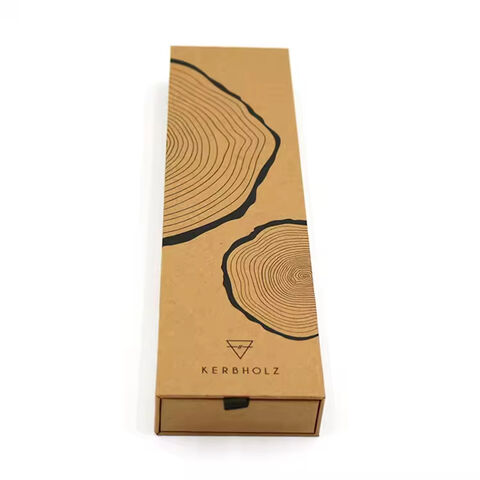 Schlichte braune Geschenkbox aus stabilem Kraftkarton für Schmuck, glänzend laminierte Papierverpackung für Halsketten, Uhren, Versand