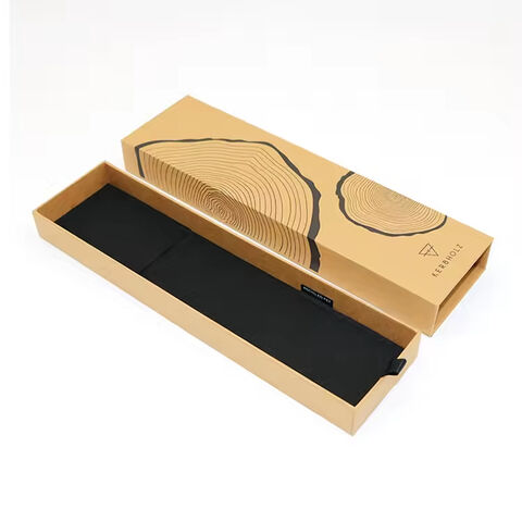 Schlichte braune Geschenkbox aus stabilem Kraftkarton für Schmuck, glänzend laminierte Papierverpackung für Halsketten, Uhren, Versand