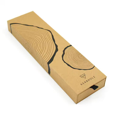 Schlichte braune Geschenkbox aus stabilem Kraftkarton für Schmuck, glänzend laminierte Papierverpackung für Halsketten, Uhren, Versand