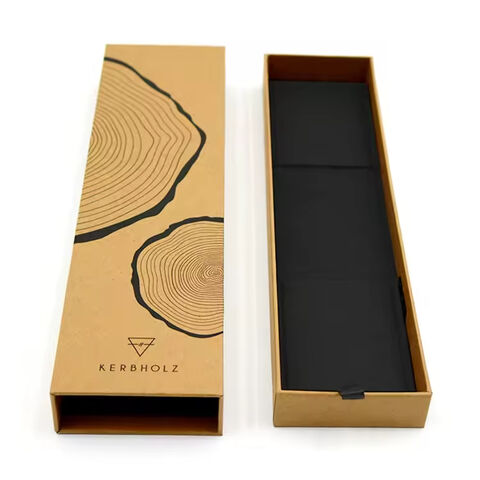 Schlichte braune Geschenkbox aus stabilem Kraftkarton für Schmuck, glänzend laminierte Papierverpackung für Halsketten, Uhren, Versand
