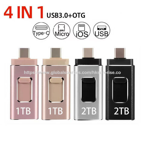 Logo Personalizado 32g 64G 128g 256g 512g USB Flash Drive Pendrive Portátil 4 en 1 OTG USB Flash Drive 16GB USB para Teléfonos Móviles