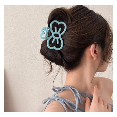 Niedliche, cremefarbene Haarspange in Herzform mit Schleife im Ins-Stil für Damen - Haarklammer in Hai-Form für Hochsteckfrisuren