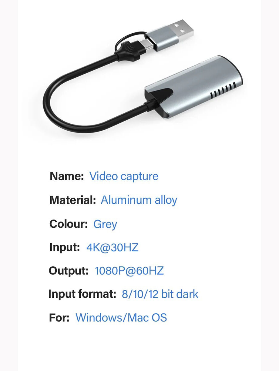 2 In 1 Usb 3.0 Type C 4k Hd Video Game Capture Card Connector Dual ...