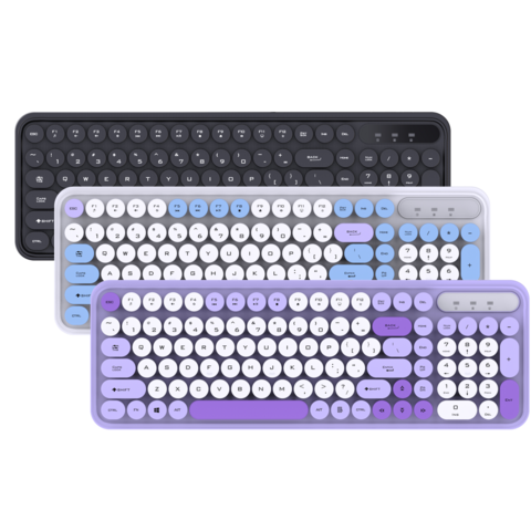 Kit de Teclado e Rato Sem Fio USB 2.4GHz Multimédia Padrão Retro para Escritório com Teclas Redondas