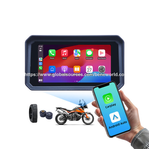 Écran intelligent moto Carplay Android Auto 6 pouces TPMS Bouton de commande filaire Navigation GPS 4 Go 64 Go Étanche IPX7