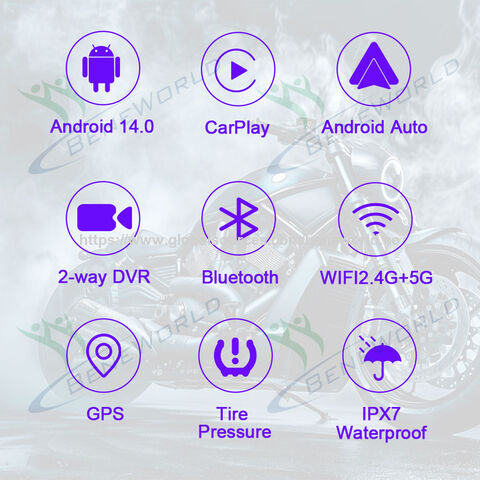 Écran intelligent moto Carplay Android Auto 6 pouces TPMS Bouton de commande filaire Navigation GPS 4 Go 64 Go Étanche IPX7
