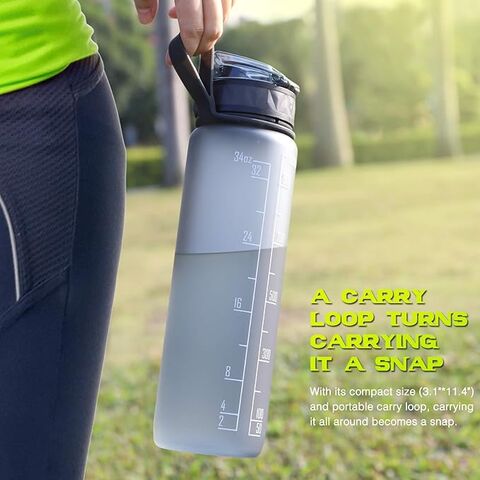 Bouteille d'eau de sport 1 litre (sans BPA), gourde avec poignée en caoutchouc antidérapante, idéale pour le vélo, les activités de plein air, vente en gros