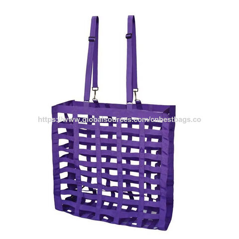 Bolsa de alimentación para caballos con heno, con cuatro lados de malla - Bolsa de red para heno