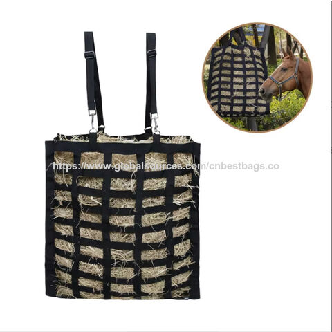 Bolsa de alimentación para caballos con heno, con cuatro lados de malla - Bolsa de red para heno