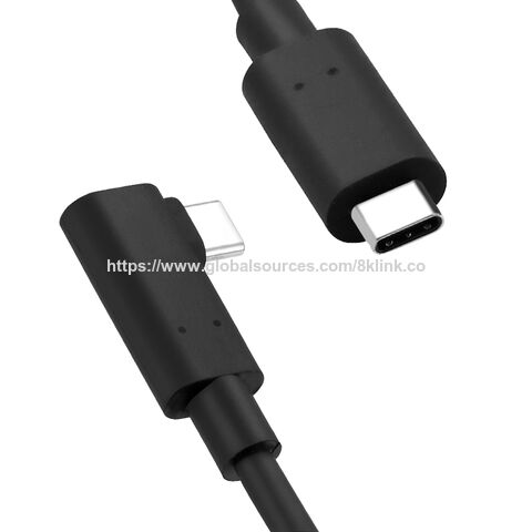 Câble à fibre optique active (AOC) USB-C 10G ultra-plat pour VR, 5m 10m, avec connecteurs mâles USB-C à angle droit, supportant la charge rapide USB3.2 10G 5G