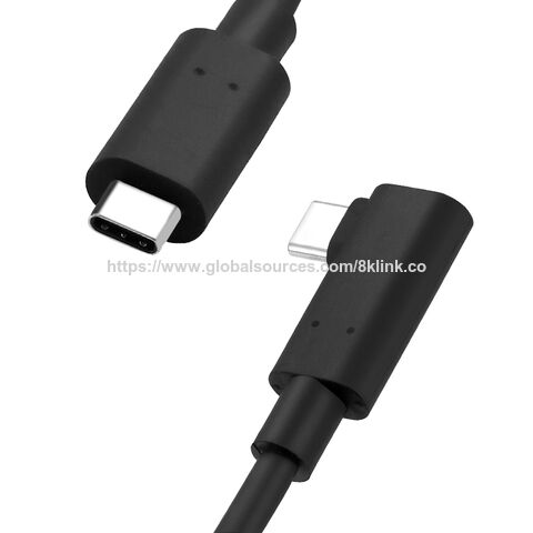 Câble à fibre optique active (AOC) USB-C 10G ultra-plat pour VR, 5m 10m, avec connecteurs mâles USB-C à angle droit, supportant la charge rapide USB3.2 10G 5G