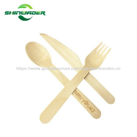 Couverts jetables en bois biodégradables écologiques, ustensiles recyclables pour fêtes et pique-niques