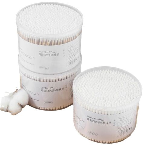 Cotonetes de algodão de dupla cabeça, cotonete descartável de dupla cabeça para higiene, limpeza, maquiagem e limpeza de ouvidos