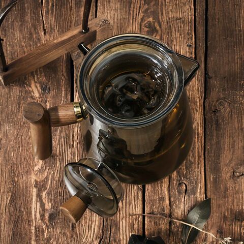 Juego de tetera de vidrio, taza elegante con filtro de vidrio, artefacto de separación de té, juego de té de alta gama de lujo ligero para exteriores