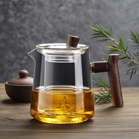 Juego de tetera de vidrio, taza elegante con filtro de vidrio, artefacto de separación de té, juego de té de alta gama de lujo ligero para exteriores