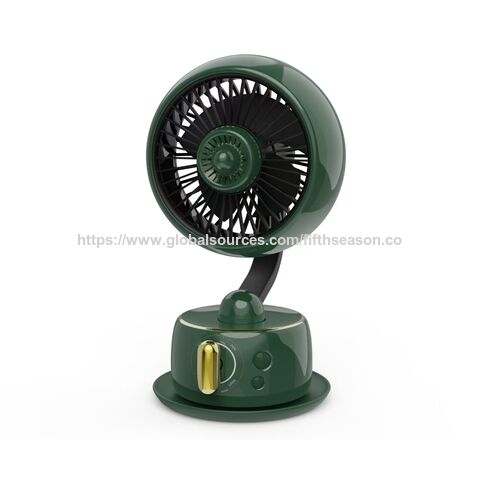 Mini Ventilateur de Camping Rotatif 3600mAh USB Rechargeable, 5 Pales, ABS et Alliage d'Aluminium, Certifié CE FCC ROHS