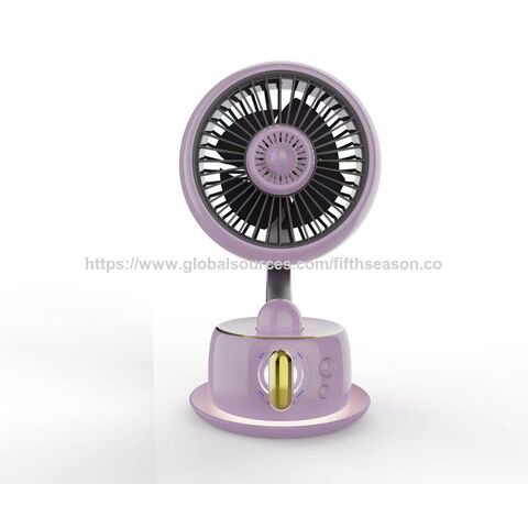 Mini Ventilateur de Camping Rotatif 3600mAh USB Rechargeable, 5 Pales, ABS et Alliage d'Aluminium, Certifié CE FCC ROHS