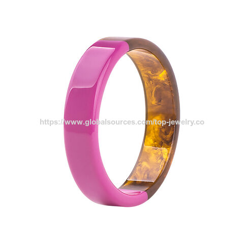 Pulseira de resina redonda da moda, cores duplas misturadas, OEM, com auditoria BSCI Sedex 4P SA8000