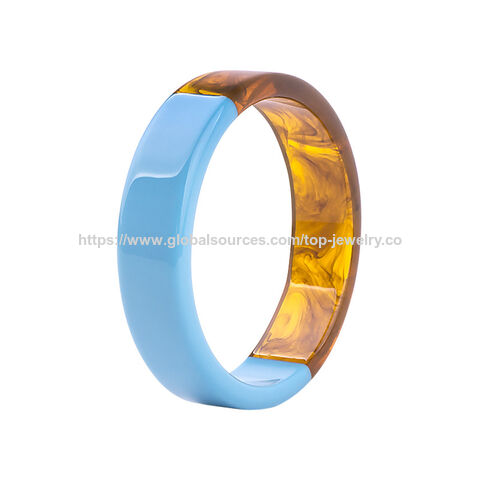 Pulseira de resina redonda da moda, cores duplas misturadas, OEM, com auditoria BSCI Sedex 4P SA8000