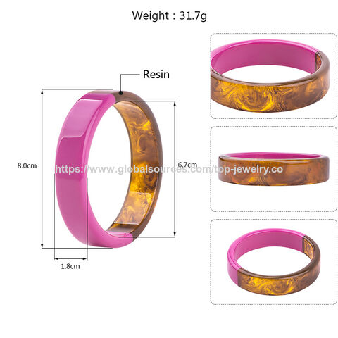 Pulseira de resina redonda da moda, cores duplas misturadas, OEM, com auditoria BSCI Sedex 4P SA8000