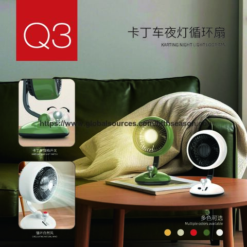 Mini Ventilateur de Bureau LED USB Rechargeable Batterie 3600mAh Alliage d'Aluminium ABS Faible Bruit 5 Pales