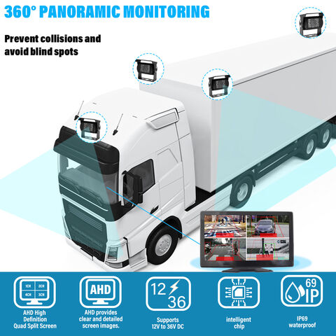 10,36-Zoll-Touchscreen 1080P AHD IP69K Wasserdichtes 4-Kanal-Bildschirm-Kamera-KI-BSD-Spezialfahrzeug-LKW-Überwachungssystem