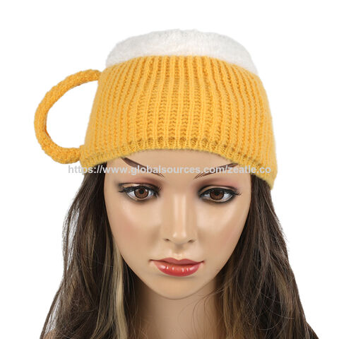 Chapeau de Bière OEM, Chapeau Tricoté Amusant pour Hommes et Femmes, Cadeaux Originaux pour les Amateurs de Bière, Anniversaire, Noël, Halloween, Festival