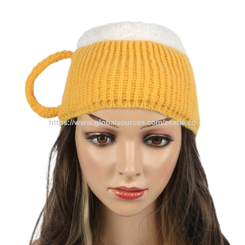 Chapeau de Bière OEM, Chapeau Tricoté Amusant pour Hommes et Femmes, Cadeaux Originaux pour les Amateurs de Bière, Anniversaire, Noël, Halloween, Festival