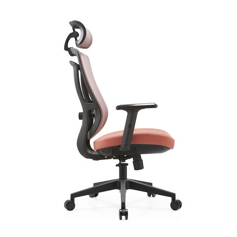 Chaise de bureau ergonomique de luxe en maille rouge à trois fonctions, dossier haut réglable pour ordinateur de direction
