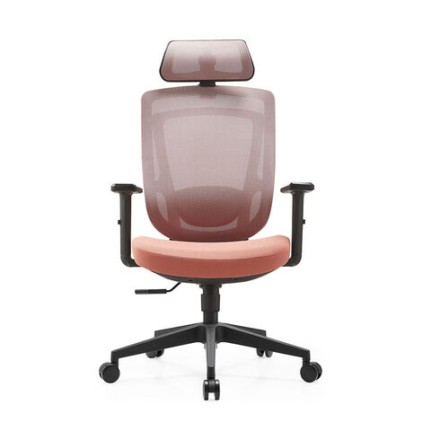 Chaise de bureau ergonomique de luxe en maille rouge à trois fonctions, dossier haut réglable pour ordinateur de direction