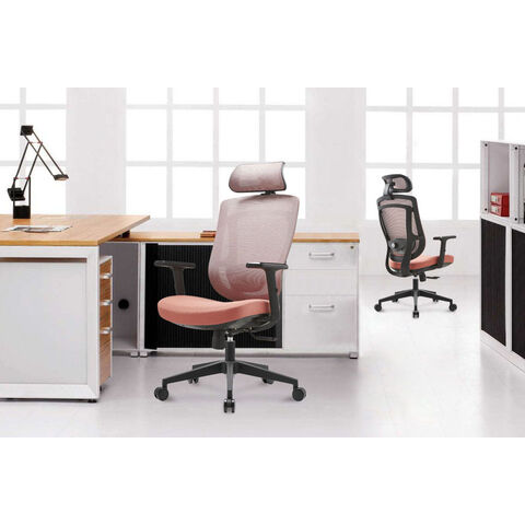 Chaise de bureau ergonomique de luxe en maille rouge à trois fonctions, dossier haut réglable pour ordinateur de direction