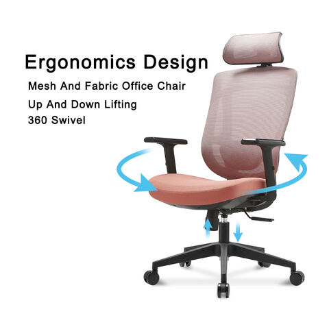 Chaise de bureau ergonomique de luxe en maille rouge à trois fonctions, dossier haut réglable pour ordinateur de direction