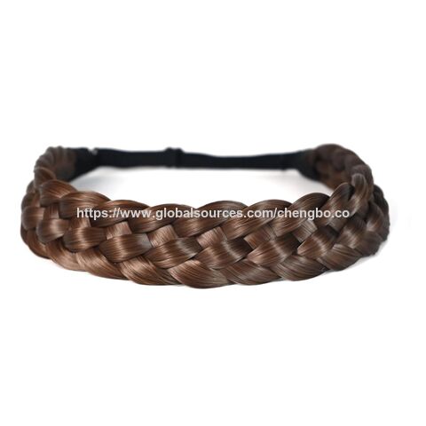 Serre-tête Tressé en Cheveux Synthétiques à 5 Brins - Accessoire de Beauté Classique et Épais avec Larges Tresses Tressées Élastique Extensible pour Femmes et Filles