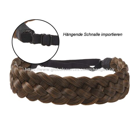 Serre-tête Tressé en Cheveux Synthétiques à 5 Brins - Accessoire de Beauté Classique et Épais avec Larges Tresses Tressées Élastique Extensible pour Femmes et Filles