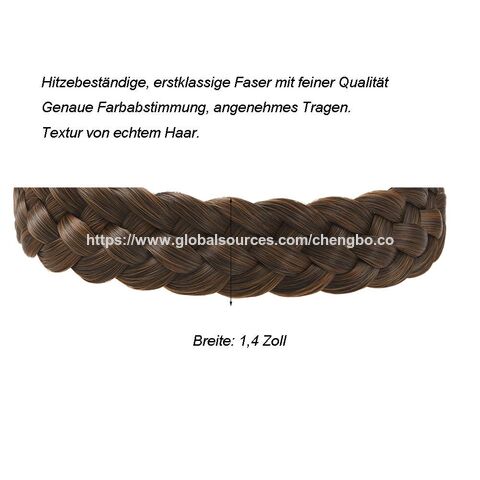 Serre-tête Tressé en Cheveux Synthétiques à 5 Brins - Accessoire de Beauté Classique et Épais avec Larges Tresses Tressées Élastique Extensible pour Femmes et Filles