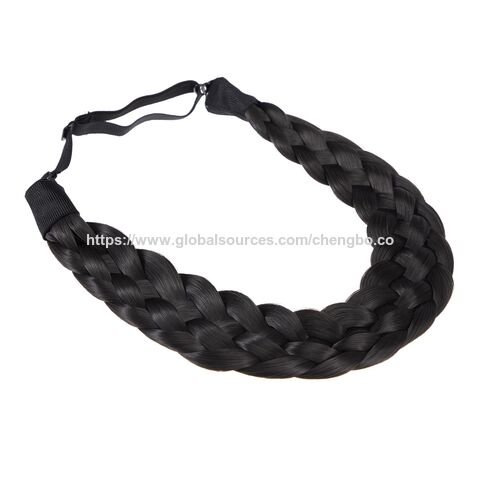 Serre-tête Tressé en Cheveux Synthétiques à 5 Brins - Accessoire de Beauté Classique et Épais avec Larges Tresses Tressées Élastique Extensible pour Femmes et Filles