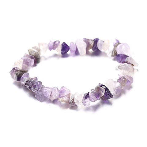 Pulsera Elástica de Cuentas de Moda con Piedras Naturales Irregulares y Coloridas de Cristal