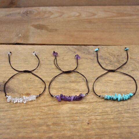 Pulsera Elástica de Cuentas de Moda con Piedras Naturales Irregulares y Coloridas de Cristal
