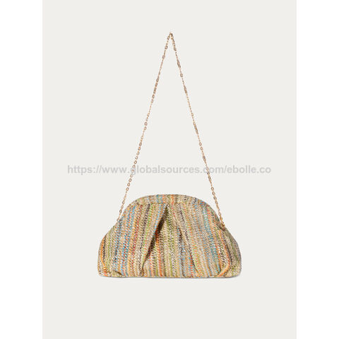 Bolso bandolera de mujer a la moda con solapa plisada y diseño tejido
