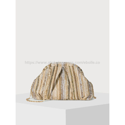 Bolso bandolera de mujer a la moda con solapa plisada y diseño tejido
