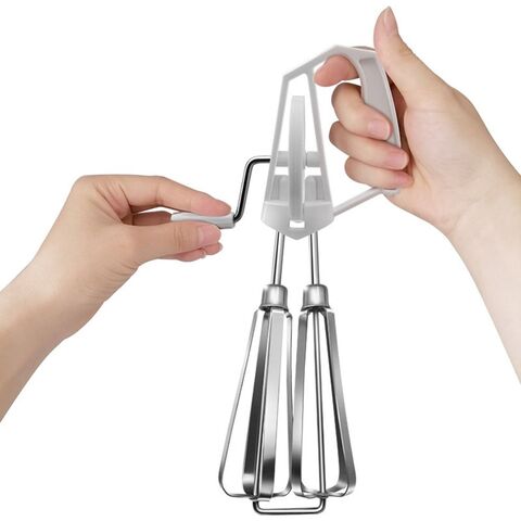 Rotary Hand Whip Whisk Stainless Steel Egg Beater Kitchen Cooking Tool